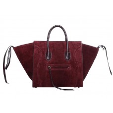 Celine Luggage Phantom Square Tote Bag Suede Leather Wine