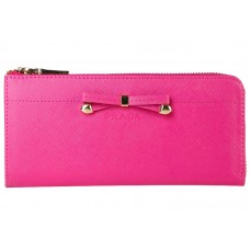 Prada Saffiano Zipper Wallet With Bow Detail Hot Pink