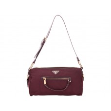 Prada Tessuto Nylon Shoulder Bag Burgundy