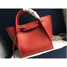 Celine Small Big Bag With Long Strap In Supple Grained Calfskin Red