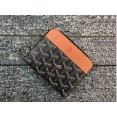 Goyard Chevron Small Zip Wallet Black With Brown Leather Trim Goyard Chevron Small Zip Wallet Black With Brown Leather Trim