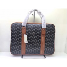 Goyard Goyardine Briefcase Black With Brown Leather Trim Goyard Goyardine Briefcase Black With Brown Leather Trim