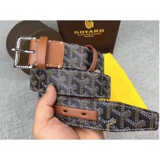 Goyard Chevron Goyardine Leather Belt Black With Brown Leather Trim Goyard Chevron Goyardine Leather Belt Black With Brown Leather Trim