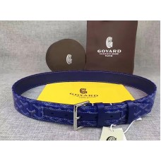 Goyard Chevron Goyardine Leather Belt Blue Goyard Chevron Goyardine Leather Belt Blue