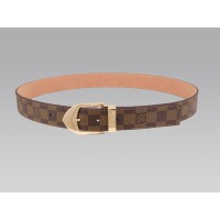 Louis Vuitton Damier Belt With Golden Buckle