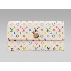 Louis Vuitton Monogram Multicolore White Sarah Wallet Litchi
