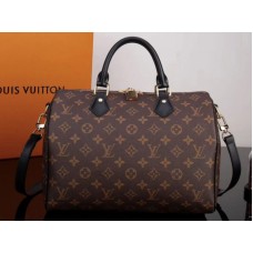 Louis Vuitton Monogram Canvas Speedy Bandouliere 30 With Black Leather Trim